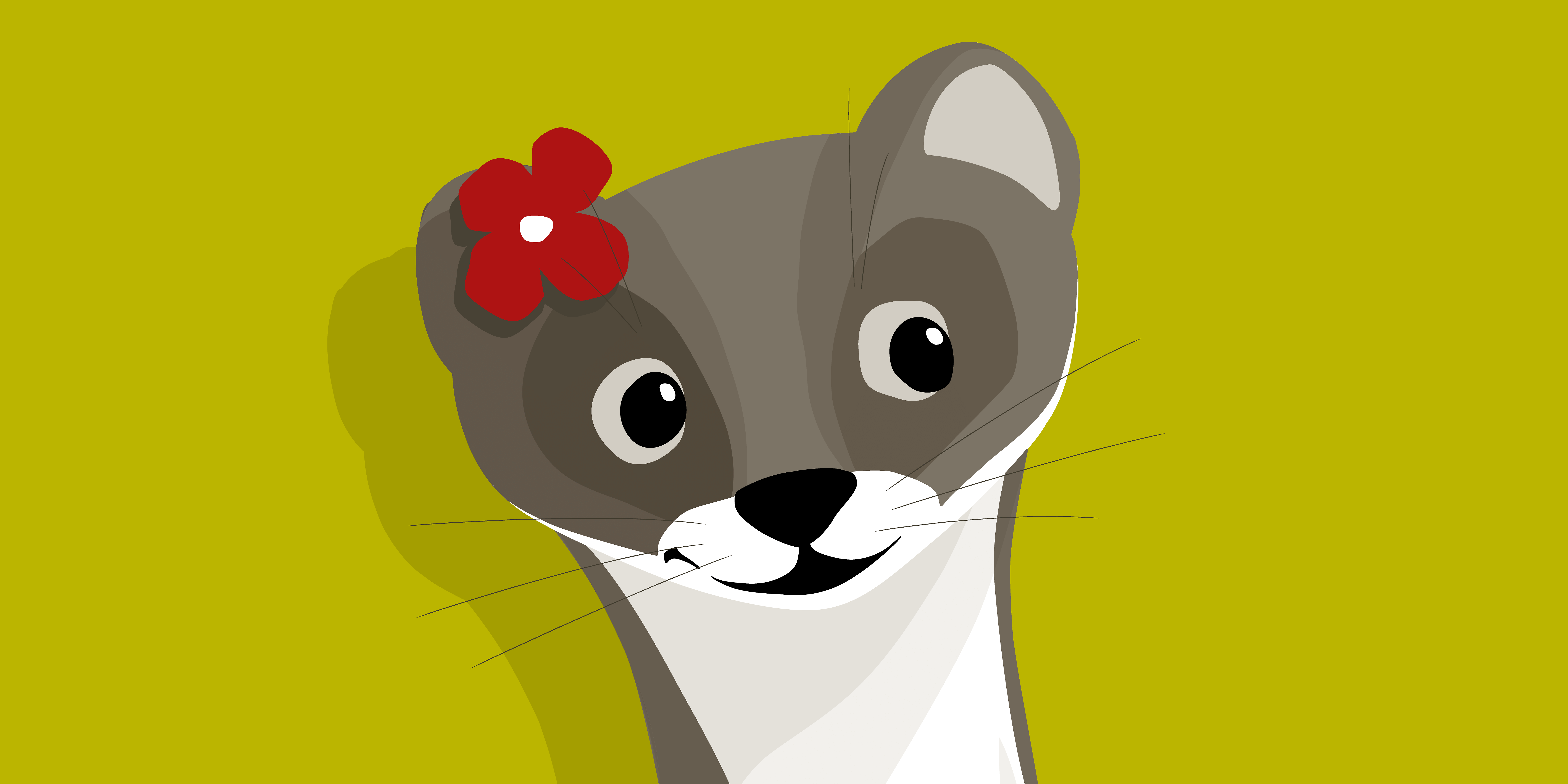 Parkallee Wiesel mit Blume